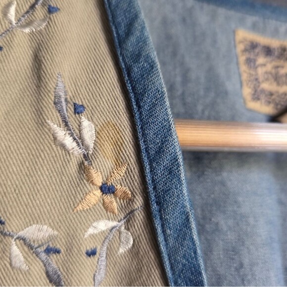 Vintage Tantrum Blues Earthy Foliage Flower Embroidered Denim Vest M Cotton - Picture 4 of 7